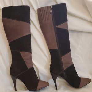 Guess women's 8 leather & suede patchwork platform stiletto boots. Worn 5 times